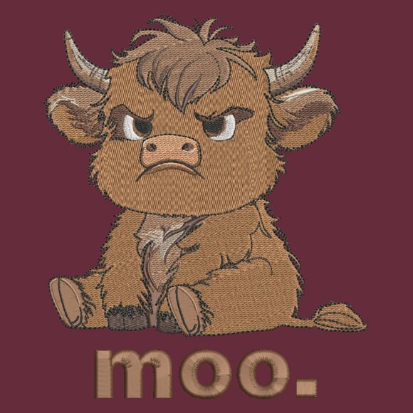 Grumpy Highland Cow Embroidered Adult Unisex Crewneck Sweatshirt - Picture 11 of 16